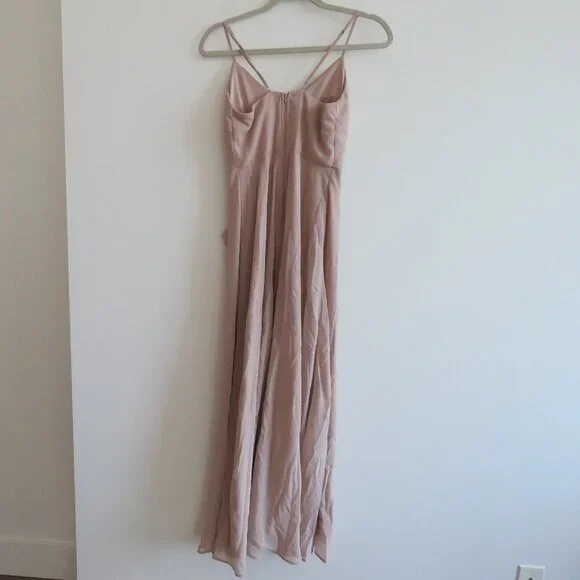 BIRDY GREY Taupe Ruffle Chiffon Maxi Bridesmaid Dress Wedding Neutral - Size XS - Picture 12 of 16